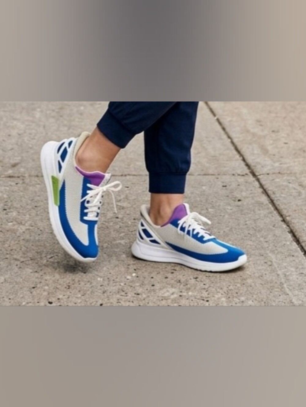 ​Kizik Athens Hands-Free Slip-On Sneakers Blue White Purple Women's 7.5  Men's 6